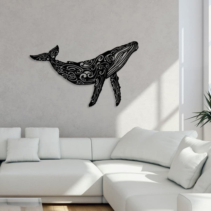 Décoration murale en métal - BALEINE À BOSSE (sur commande)