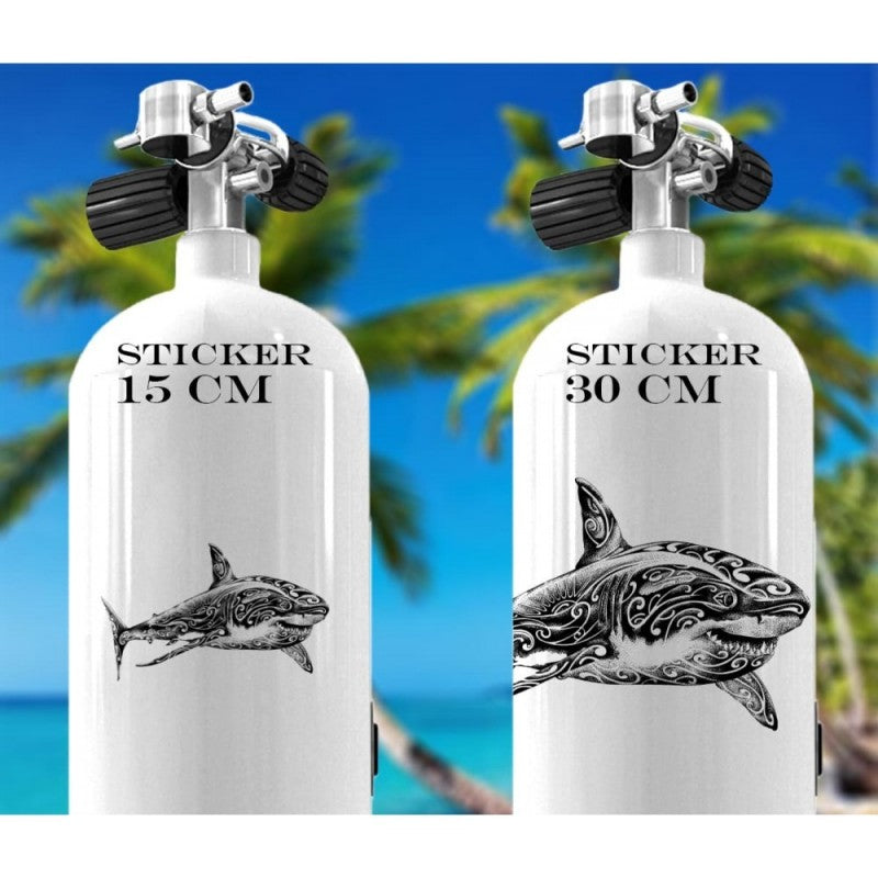 Autocollants Requin Blanc noir fond transparent