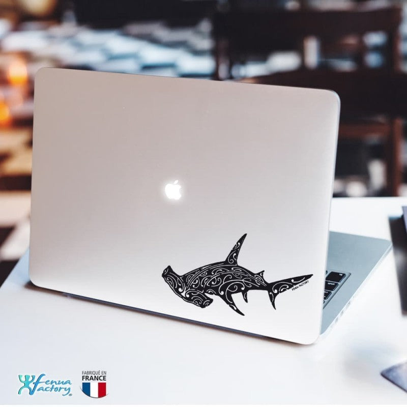 Autocollants Requin Marteau noir fond transparent